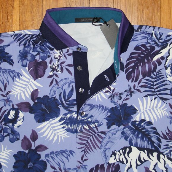 Greyson Floral Wolf Jungle Golf Polo Mens L XXL - Picture 1 of 6